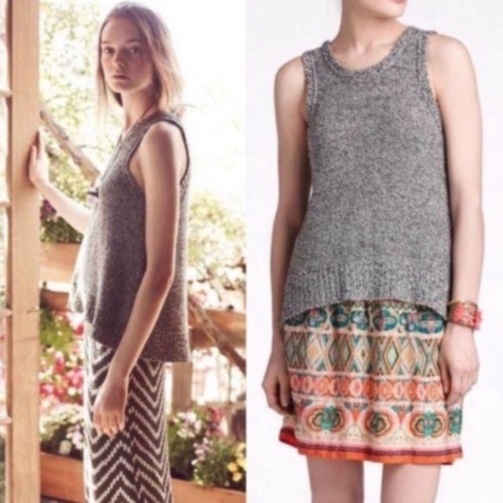 Anthropologie Sparrow Marled Knit Sweater Tank Top Gray Women’s Size Medium